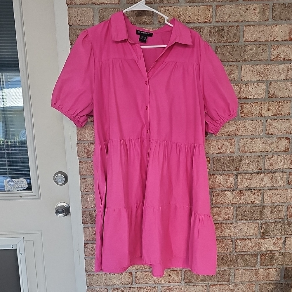 Chic Pink Button-Up Mini Dress